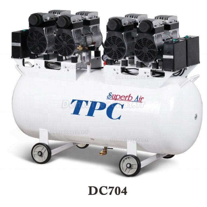 TPC DC701/702/703/704 compresseur dentaire silencieux sans huile 32-120L 2-4HP